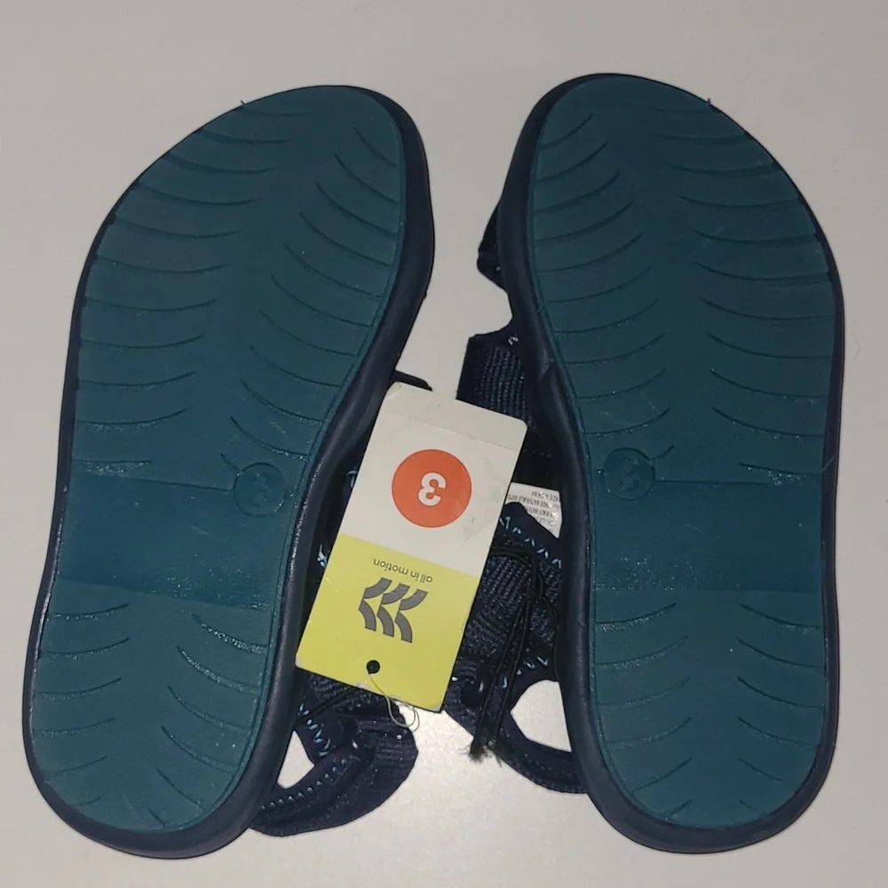 New with tags! All in Motion Boys 3 navy blue summer strap sandals Lumi